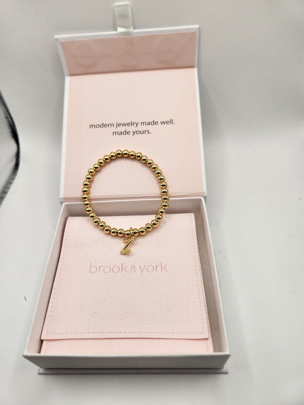 Brooks & York Gold Makenna Initial Bracelet - Initial Z New